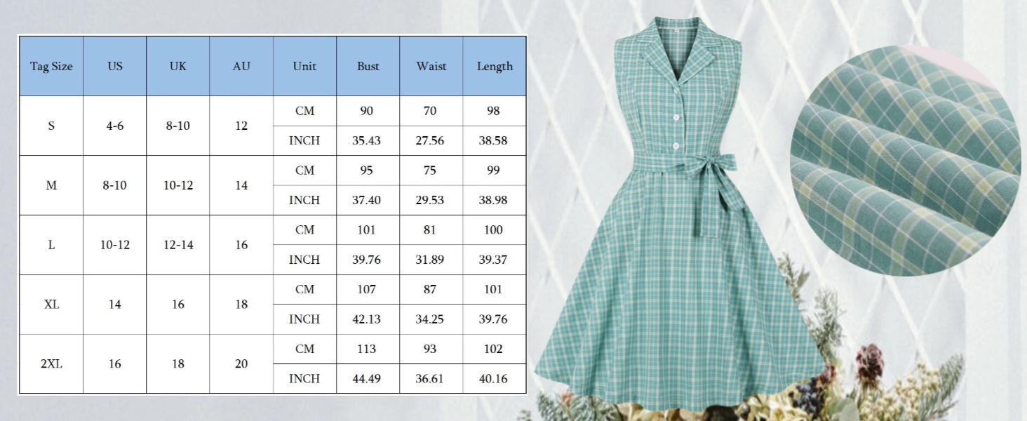 GX-6052 Wellwits Women's Sleeveless Blazer Plaid Formal Vintage Christmas Dress