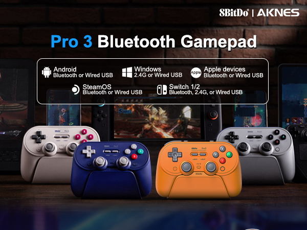 8BitDo Pro 3 Bluetooth Controller for Switch/Switch 2, TMR Joysticks,Hall/Tactile Triggers