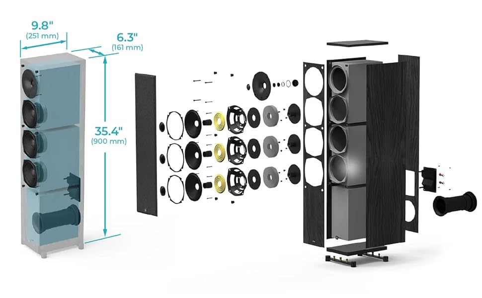 Monolith Encore T5 Tower Speaker, High Performance Audio, 5.25 inch Main and Mid