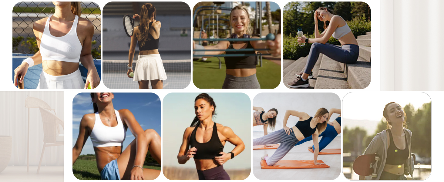 Heersan Sport BH Damen, Push up Sport Bra Ohne Bügel Crossback Seamless Starker Halt Sports Bra