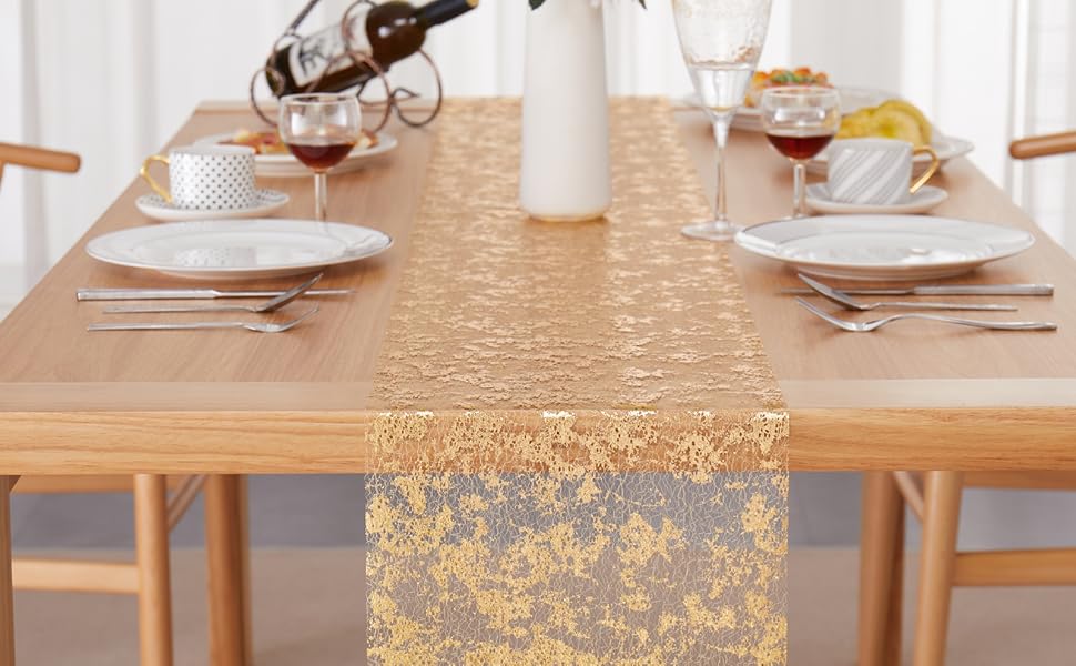 Jocecor Gold Table Runner, 11"x180"/15Ft/5Yd Glitter