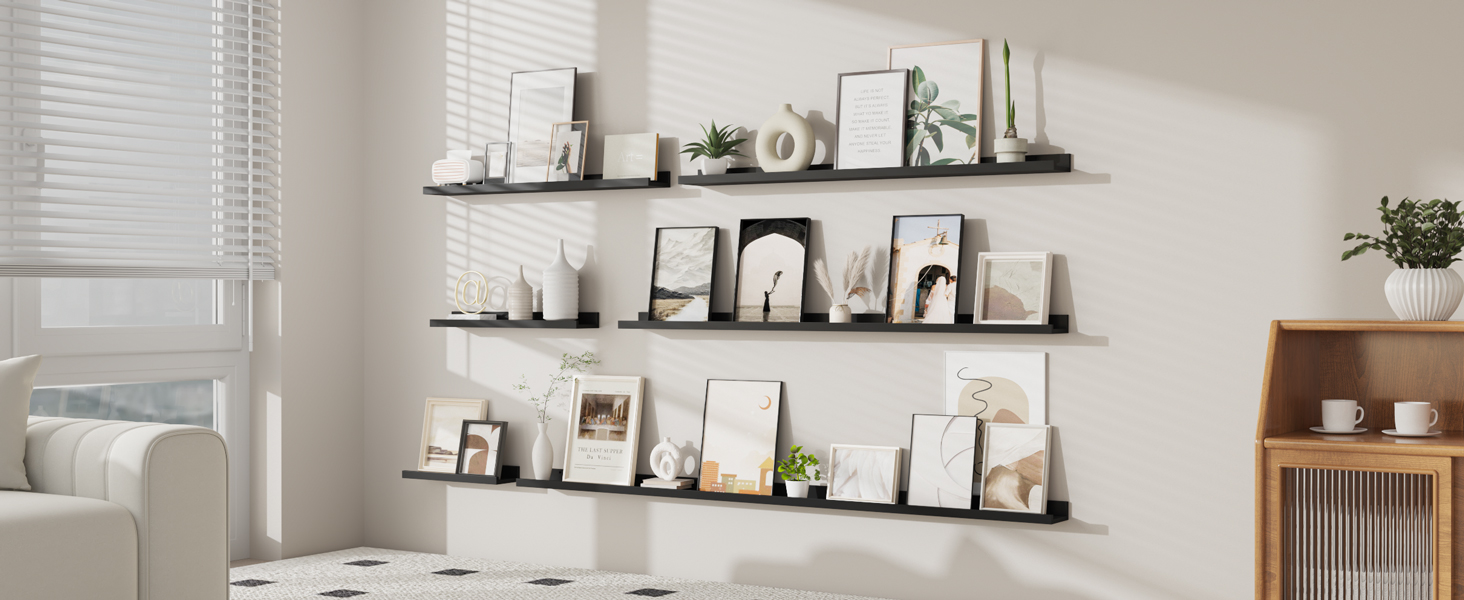 Heimlove Picture Ledge Shelf, Floating Shelves Set of 2, 24