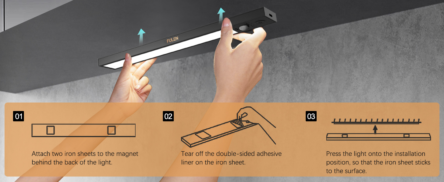 FULEN Under Lights, 2 Pack Closet Lights,Rechargeable Battery