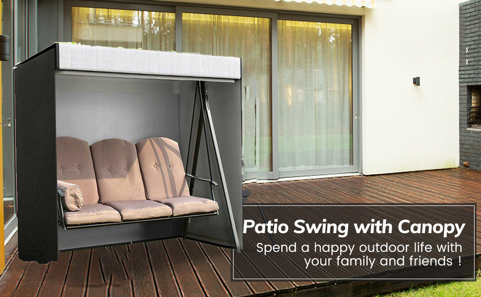 Patio Swing Cover Outdoor 420D 3 Triple Seater Hammock