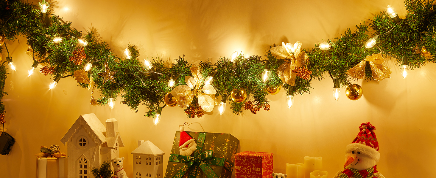 C7 Clear LED Christmas String Lights Outdoor