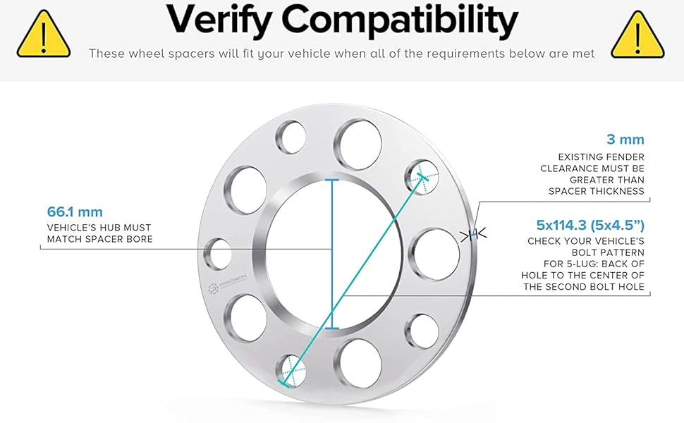 3mm Hubcentric 5x114.3 Wheel Spacers (66.1mm Bore