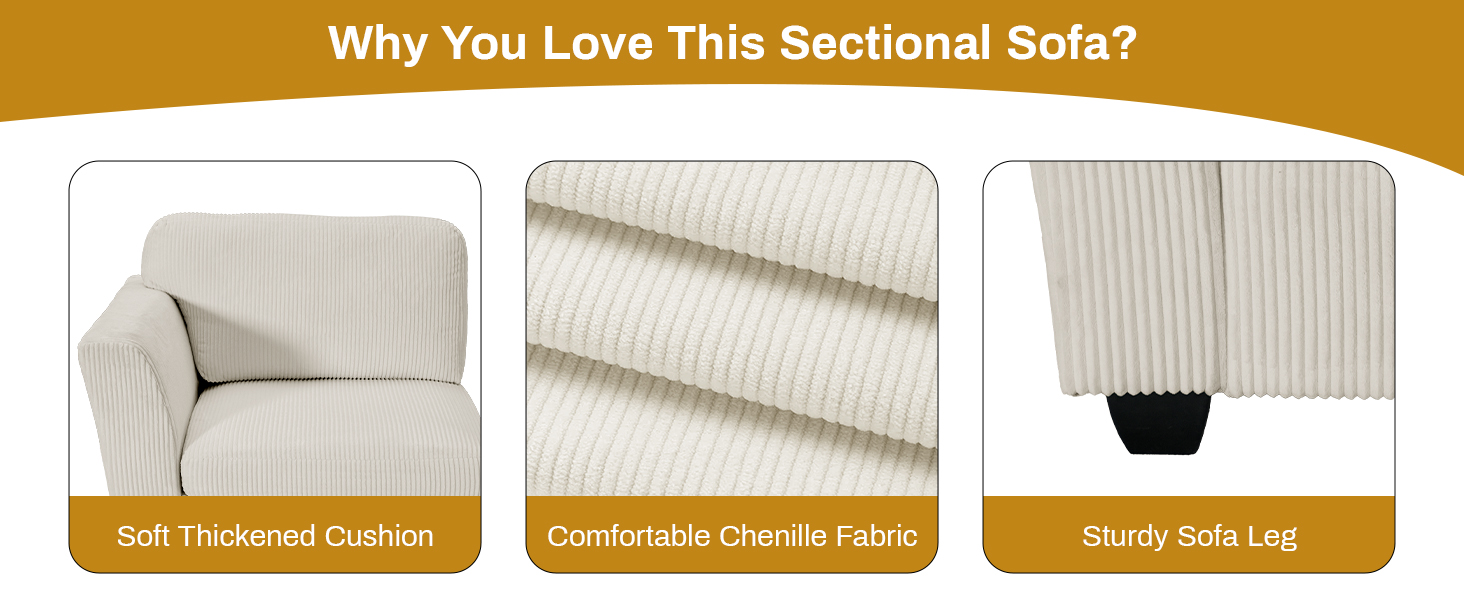 Corduroy Modular Sectional sofa couch for living room