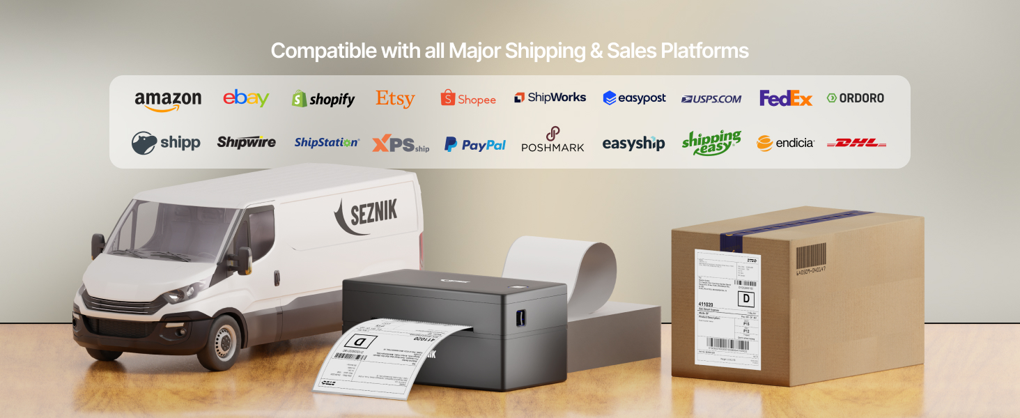 Compatible with major shipping platforms for hassle-free label printing