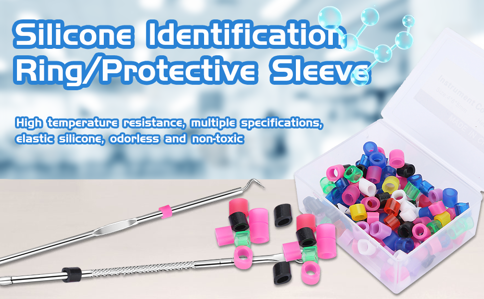 100Pcs Silicone Color Bands for Instruments Identification, Dental Color Code Rings