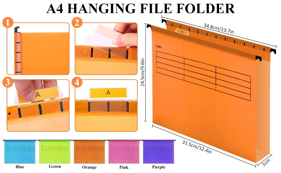 A4 Suspension Files for Filing Files Hanging Filing Folders,34
