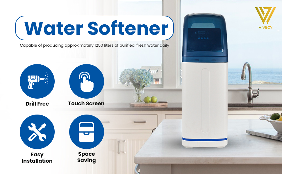 Vivecy Water Softener UK Plug Easy Installation 3/4 inch (22mm) Up to