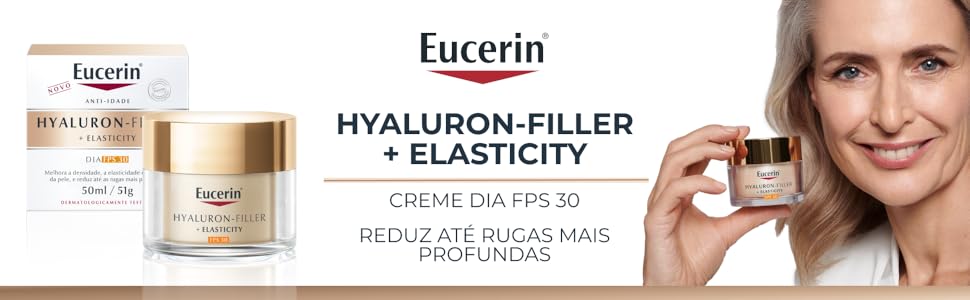 O Eucerin Creme Facial Antirrugas Hyaluron-Filler Elasticity FPS 30 reduz até rugas mais profundas.