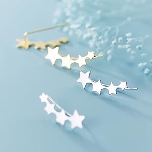 star_earrings_wrap_for_women_girls_sterling_silver_star_crawler_earrings_cuff 