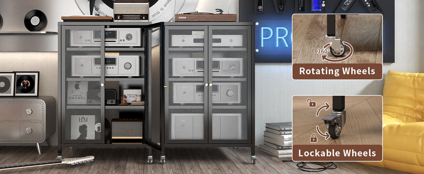 stereo rack game console server rack cabinet media cabinet CD DVD glass display cabinet