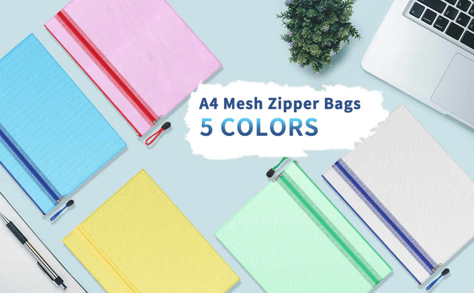 FYY A4 Mesh Zipper Pouch, A4 Double Waterproof Zipper Bags