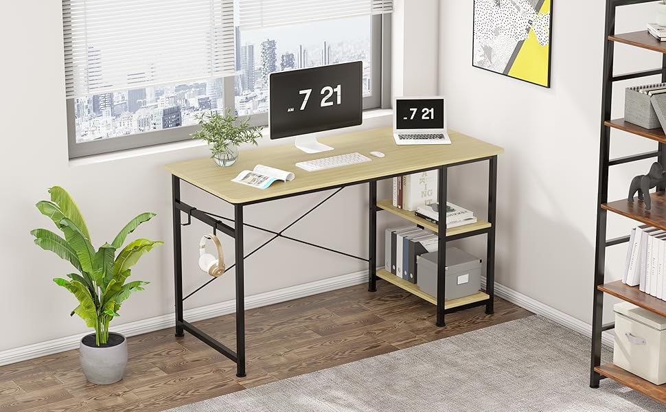 MUTUN Computer Desk with Shelves, 47 inch Study Table for Students