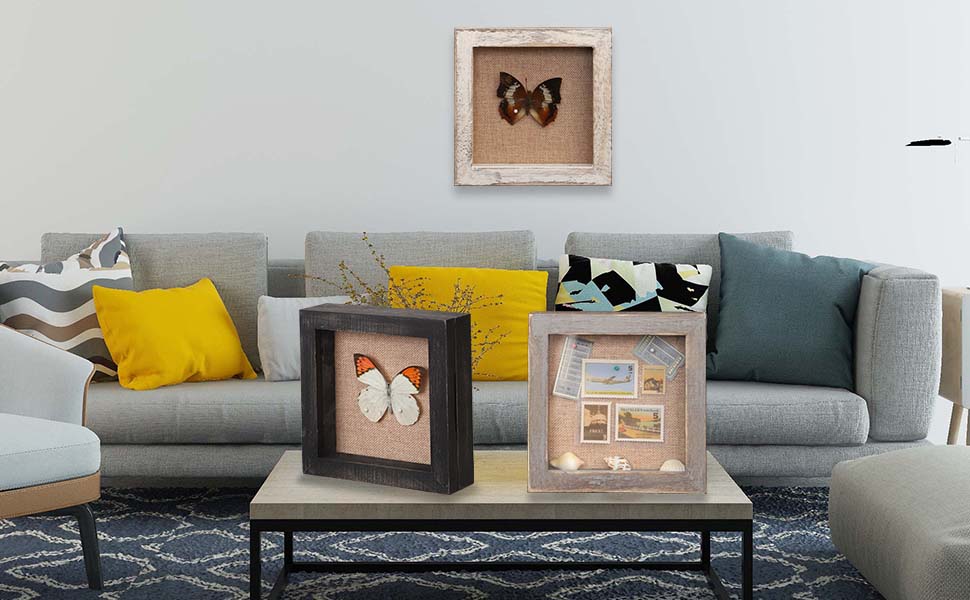 6x6 Square Shadow Box, Small Shadow Box Display Case with Hinge and Door