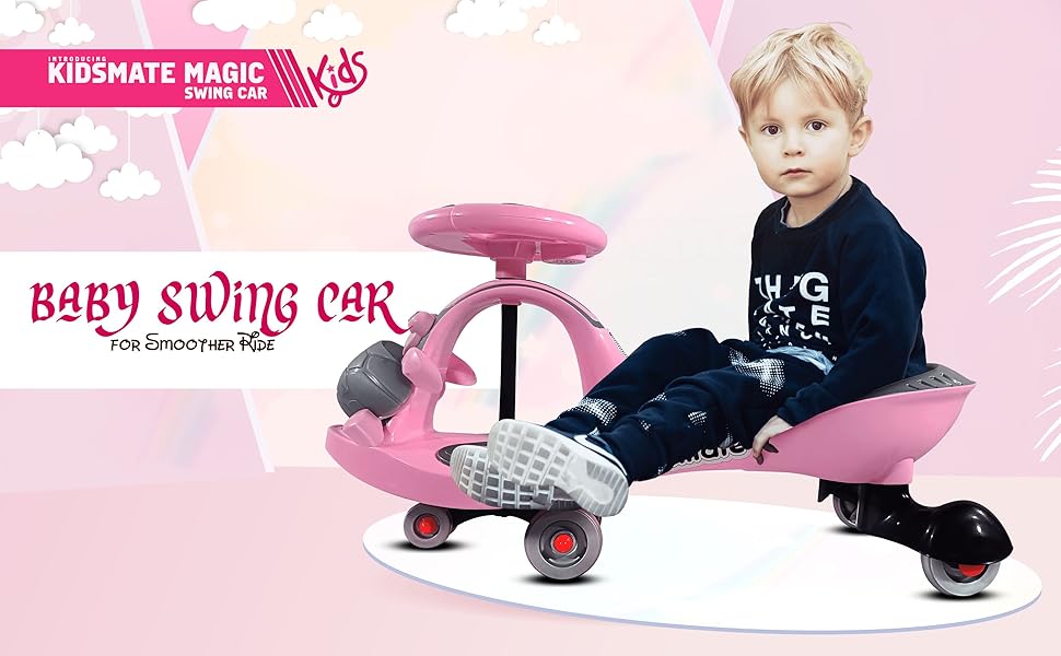 Kidsmate Magic Swing Car for Kids - Pink