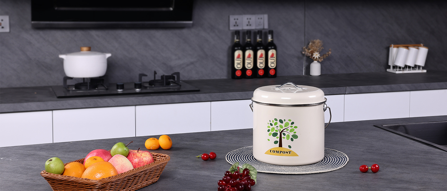 PLUSLNN Kitchen Compost Bin Countertop Odorless & Rust