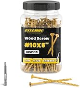 Wood Screws 5 Inch, FIXLINK Deck Screws #10 x 5, 105 PCS, Epoxy Coated, T25 Star Bit Above 1500 H...