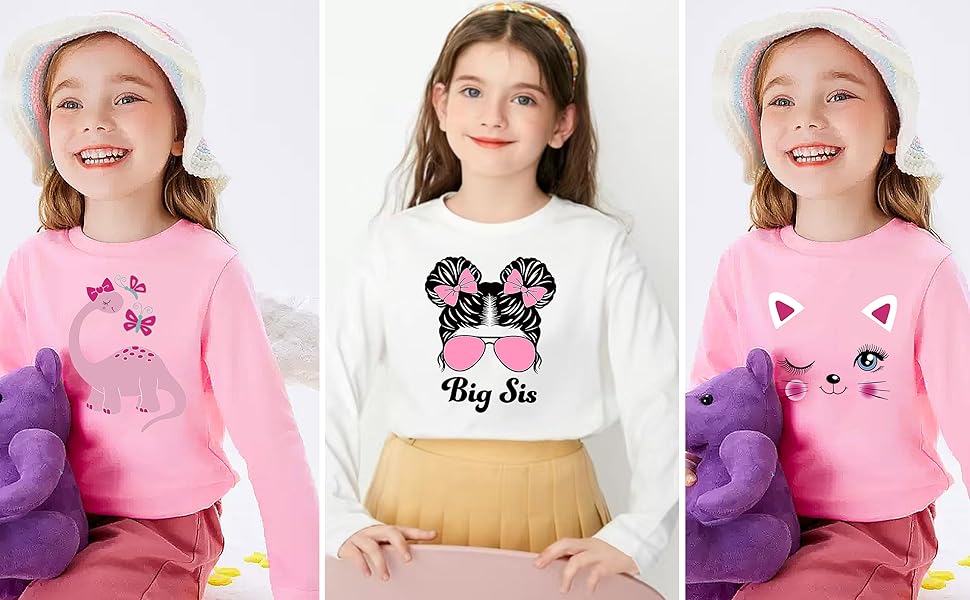 girls cat long sleeve tops
