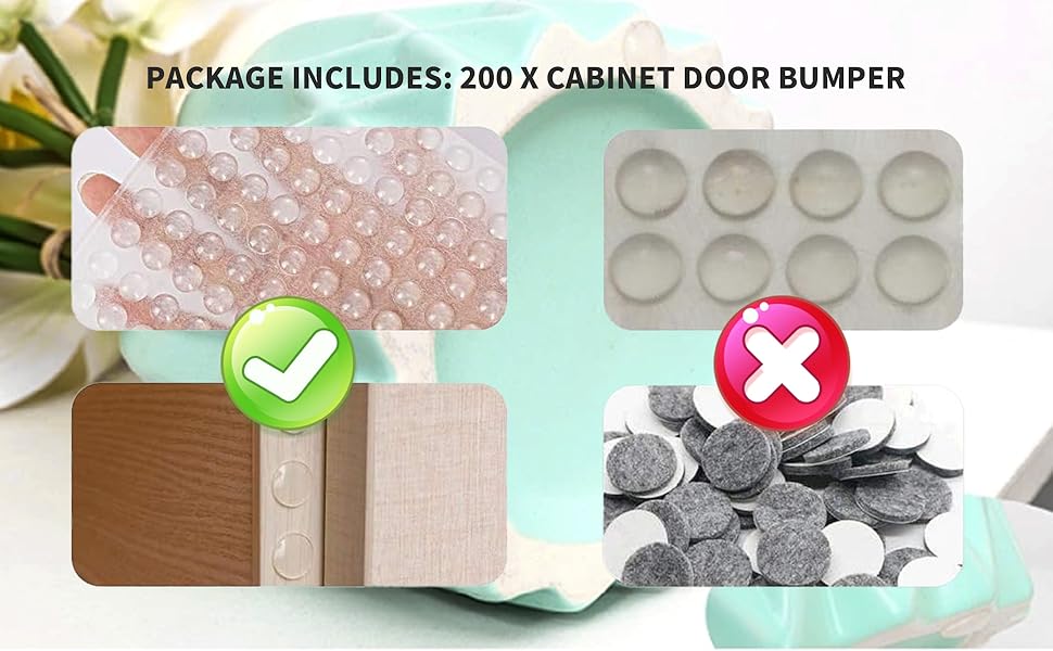 QOOSIKICC 200 Pcs Door Dumpers, Clear Silicone Door