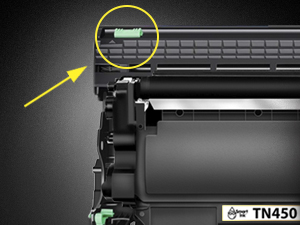 Gently slide the tab in the drum unit back and forth several times to clean the mfc7860dw toner