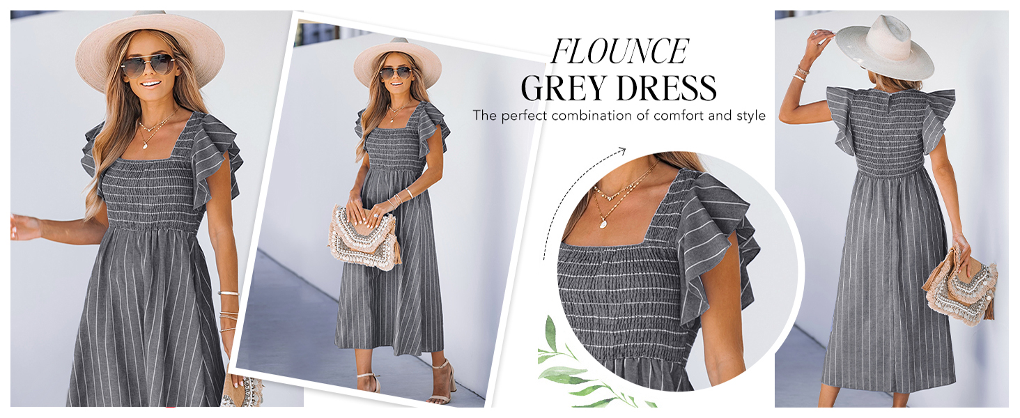 grey flounce maxi dress