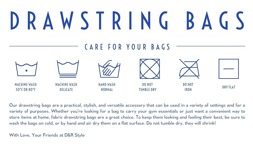 palterwear drawstring bags wash instructions