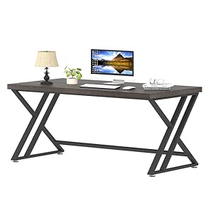 LVB Industrial Wood and Metal Rustic Computer Desk