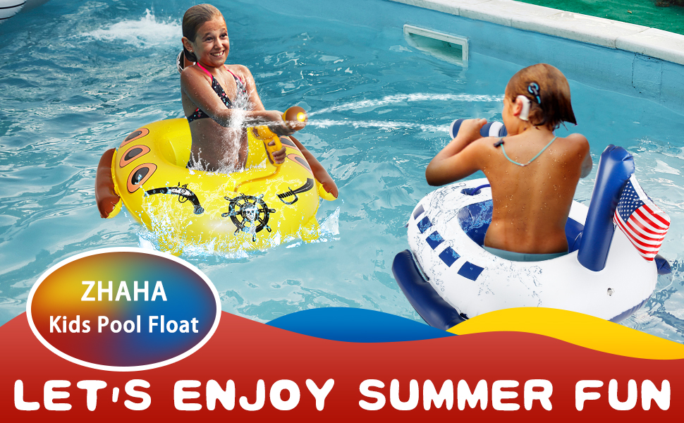 ZHAHA Kids Pool Floats with Water Gun, Inflatable Toddler