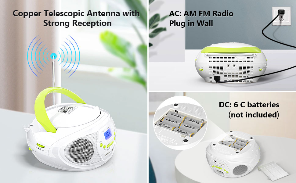 Amazon.com: YOWGULF Portable CD Player Bluetooth Boombox Speaker with ...