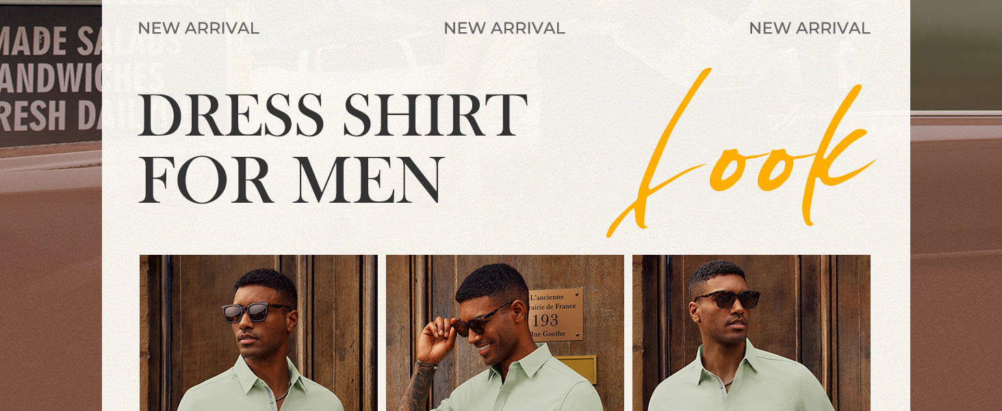 mens casual button down shirt long sleeve stretch drees shirt