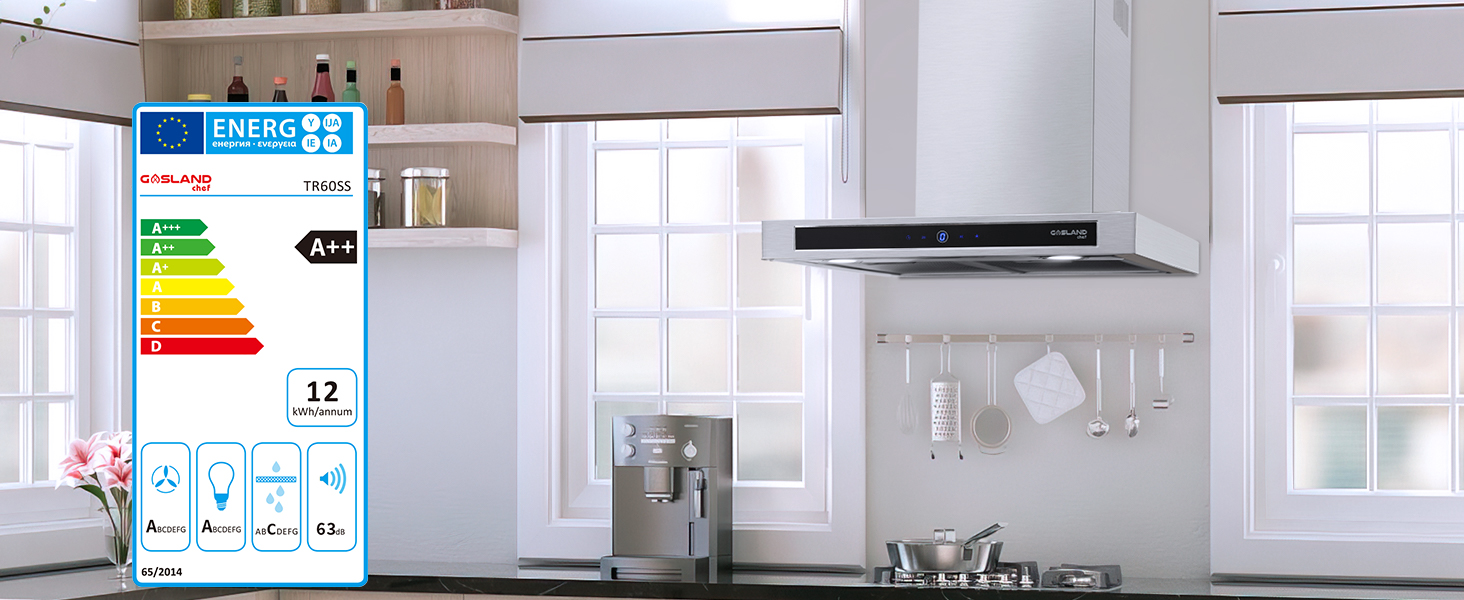 Gasland Chef TR60SS Cooker Hoods 60cm Recirculation, Quiet Extractor