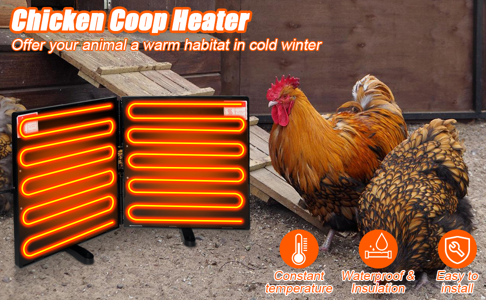 Keltne Foldable Chicken Coop Heater for Winter, 240W Large