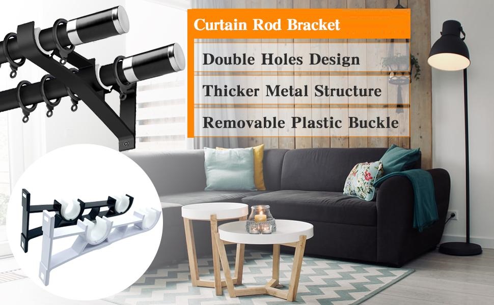 KOLAKO Curtain Rod Brackets, 16 Pack Heavy Duty Double