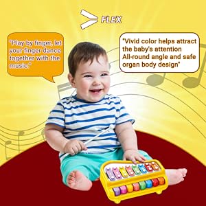 This musical piano can be used by boys and girls.