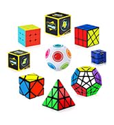 Vdealen Speed Cube Set, 9 Pack Puzzle Cube Bundle Fidget Ball 2x2 3x3 Sticker Stickerless 4x4 Pyr...