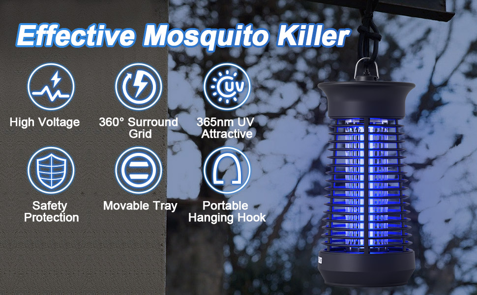 Kemraes Mosquito Killer Lamp, 18W 360° Attract Electric Bug Zapper Fly