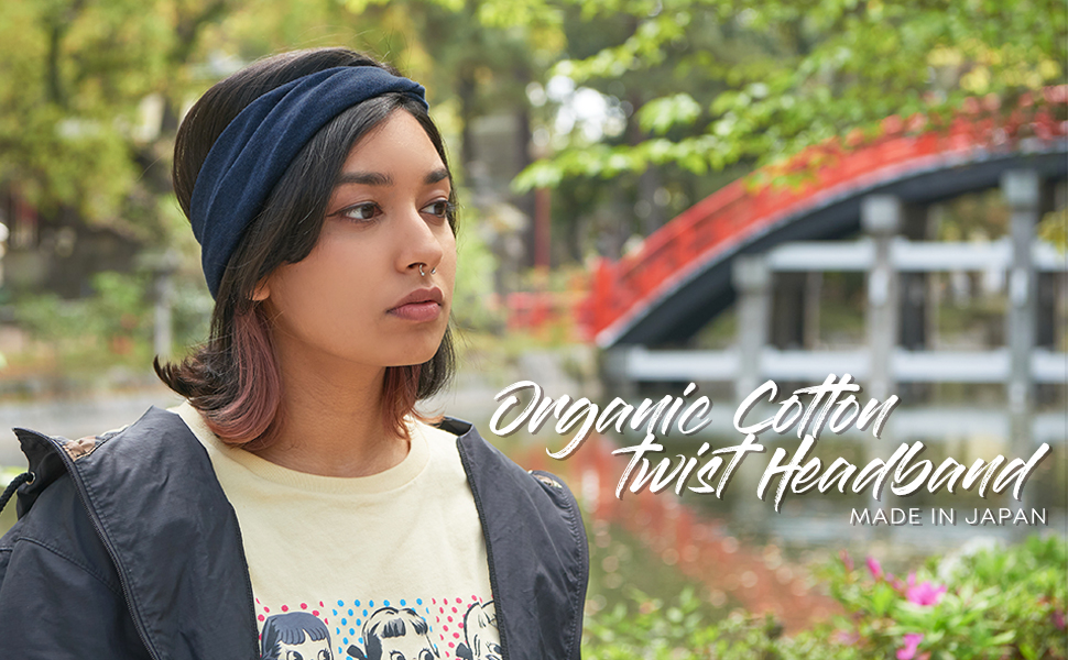 Navy Organic Cotton Twist Turban Headband Made in Japan