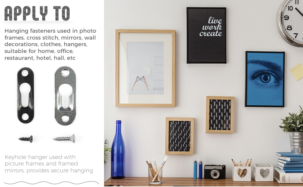 AUEAR, Metal Keyhole Hanger Picture Frame Mirror Hanging