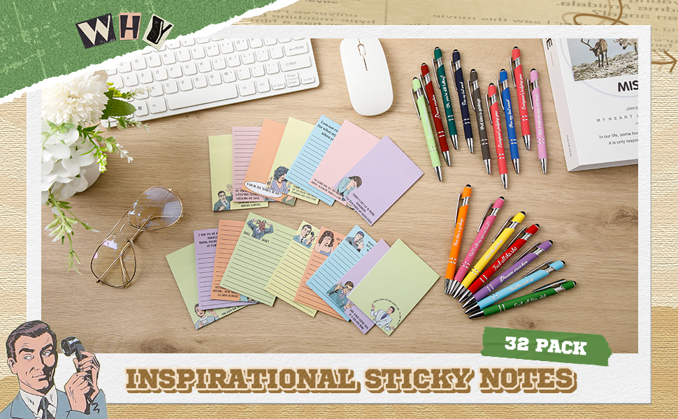 32 Pack Funny Notepads Funny Pens Sticky Notepads with