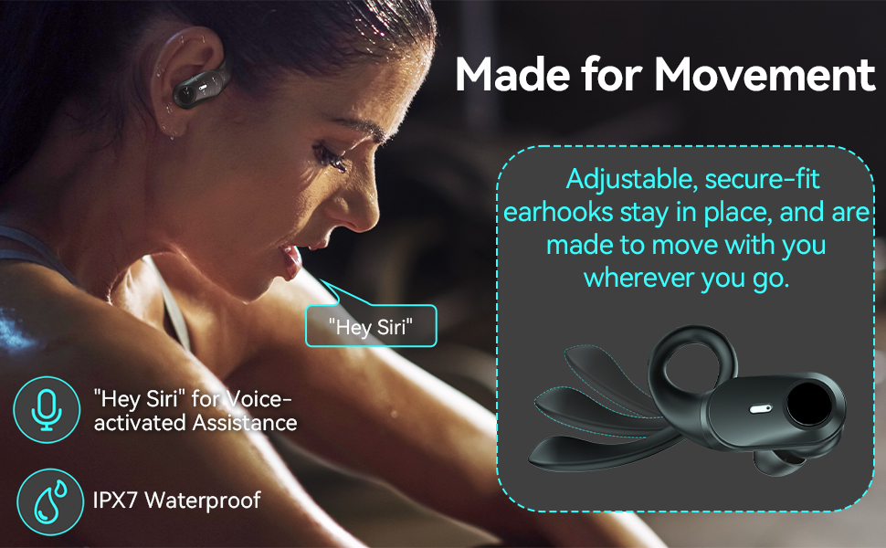 GOLREX Bluetooth Headphones Wireless Earbuds with Wireless Charging