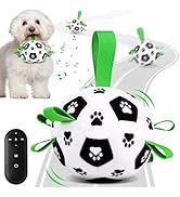 QDAN Interactive Dog Toys, Dog Soccer Ball with Straps, Dog Toys to Keep Them Busy, Remote Contro...