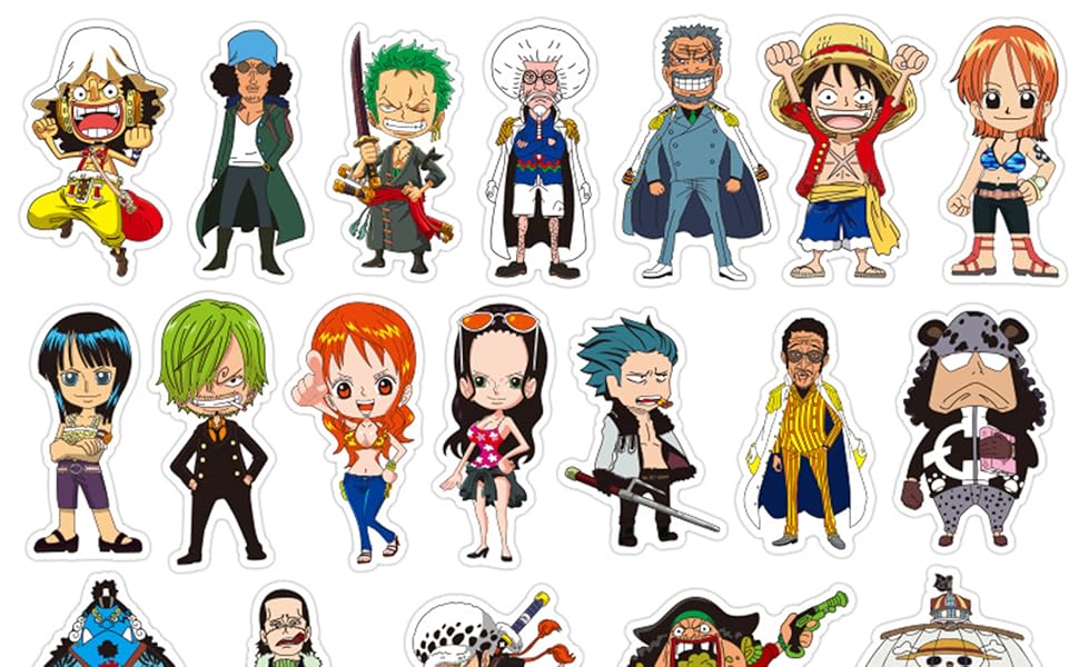 amazon com one piece anime cartoon laptop stickers waterproof skateboard pad macbook car snowboard bicycle luggage decor 48pcs electronics