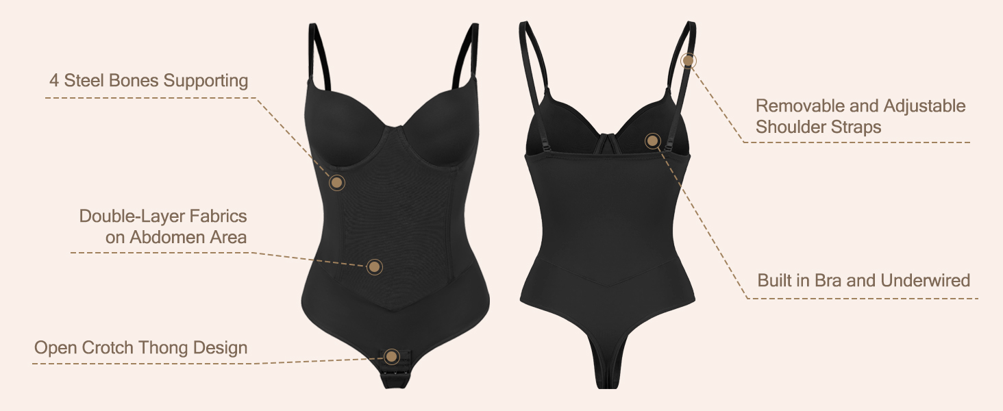 Thong Shapewear for Women Tummy Control Body Shaper V Neck Thongs Jumpsuit Tops Shapewear Bodysuit