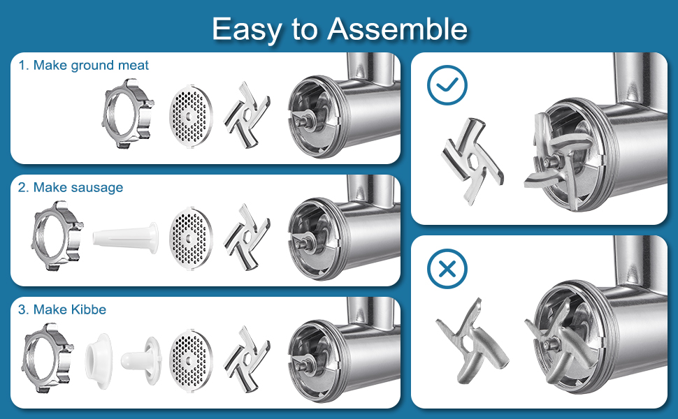 FOHERE Electric Meat Grinder, Stainless Steel Sausage Stuffer Maker