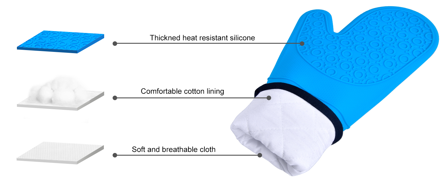 Silicone Oven Gloves, Sopito Heat Resistant 446 F Silicone Oven Mitts