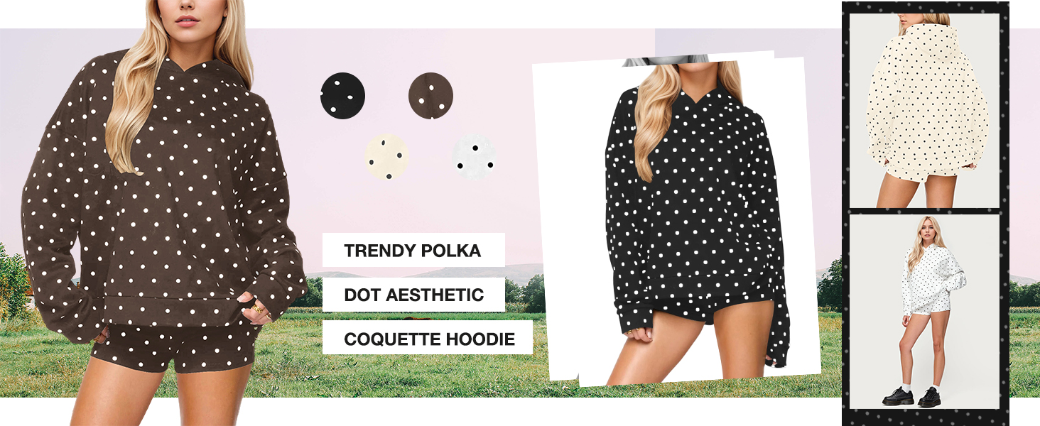 Oversized polka dot hooded sweatshirt