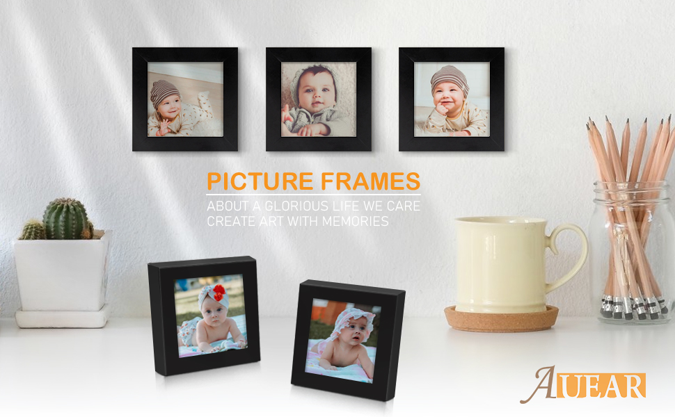 AUEAR, 4x4 Square Picture Frame, Solid Wood and High